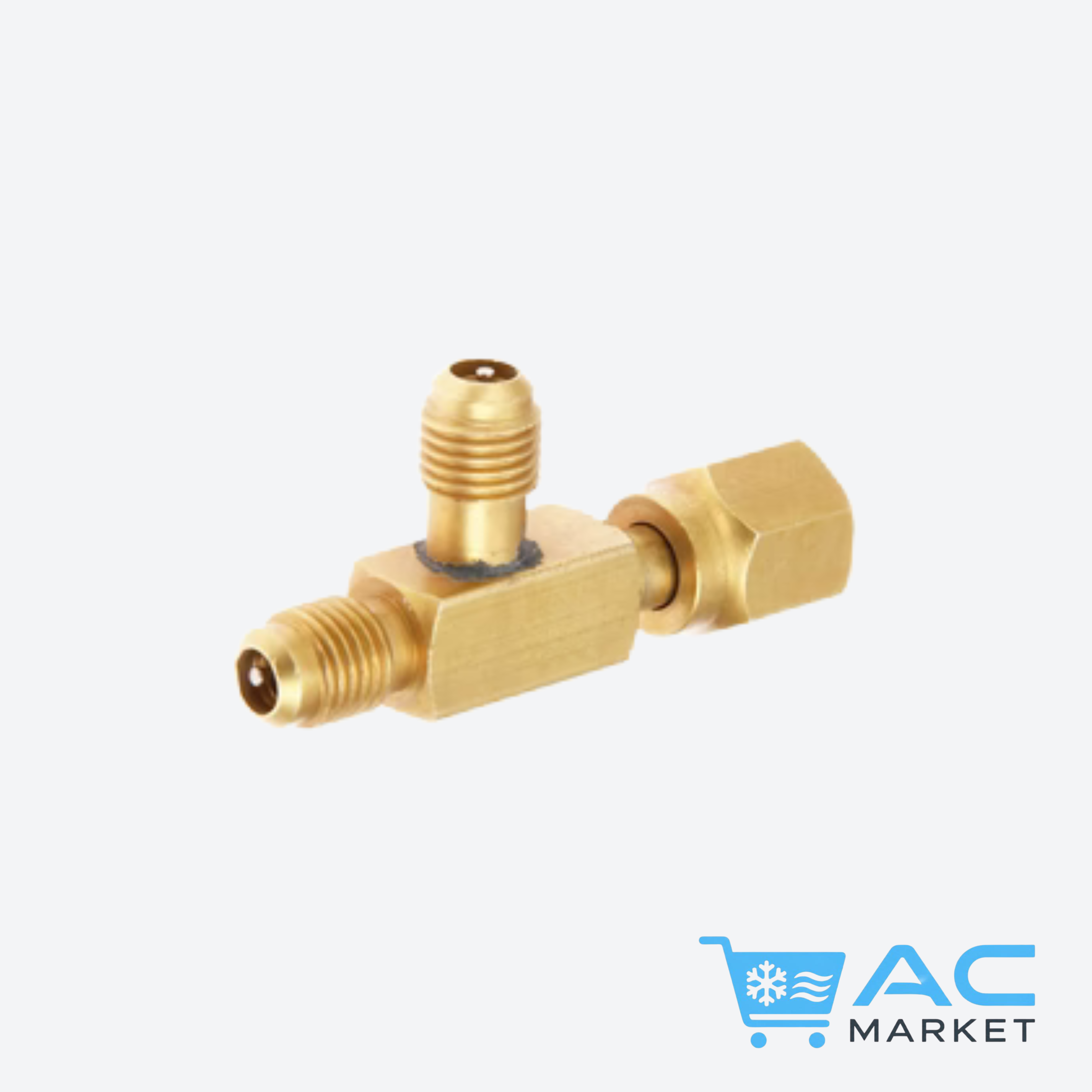 1pc T Type Adapter Tee Adapter 1/4X1/4X1/4" SAE Flare Add Gauge Deep Vacuum Pump/Manifold Set Solid Brass Tee Adapter