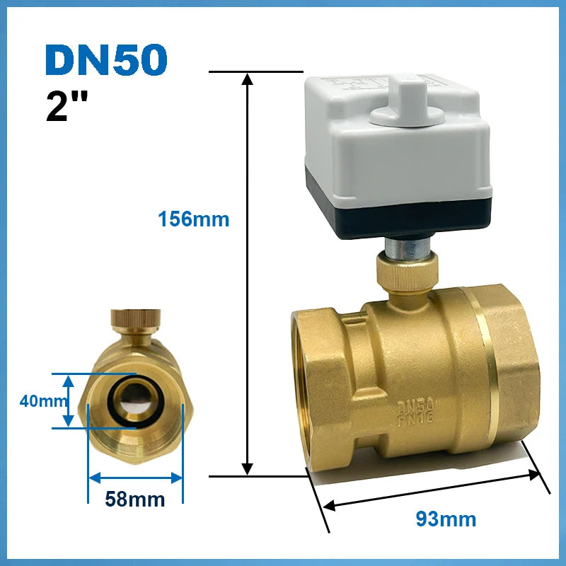 1/2” 3/4” 1” 1-1/4” 1-1/2” Electric Ball Valve With Manual Switch AC220V DC12V DC24V 2-Way Brass Ball Valve With Actuator 3-Wire