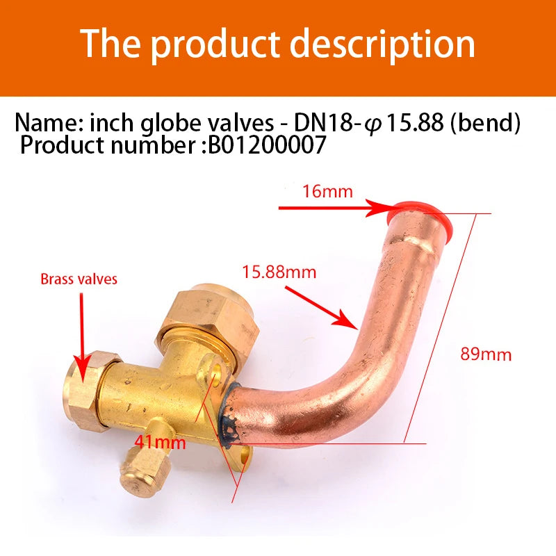 Air Conditioner Outer Box Stop Three-way Valve High And Low Voltage Multiple Common Parts Brass Copper Straight Pipe Bend