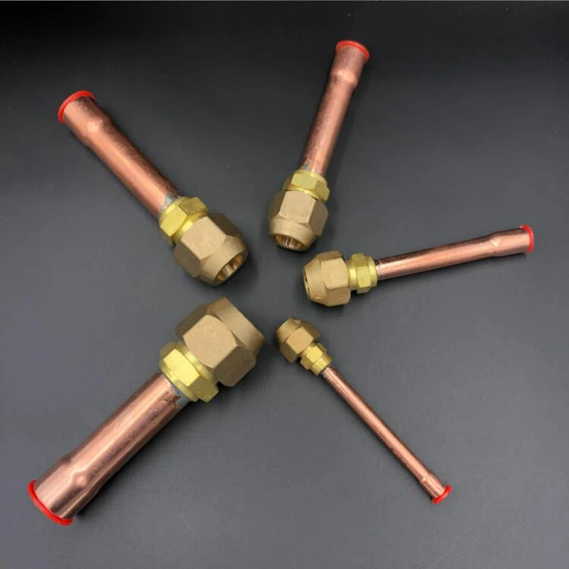 Air Conditioner Copper Tube with Brass Forged SAE 1/4 3/8 1/2 3/4 fit UNF Thread Connector Nut Flare Pipe Fitting Adapter