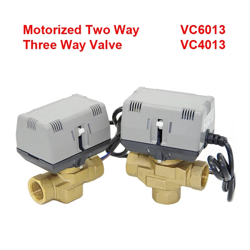 Two way/three-way brass globe valve 1/2" (DN15) 3/4" (DN20) 1" (DN25), AC220V, with VC6013/VC4013 fan coil electric actuator