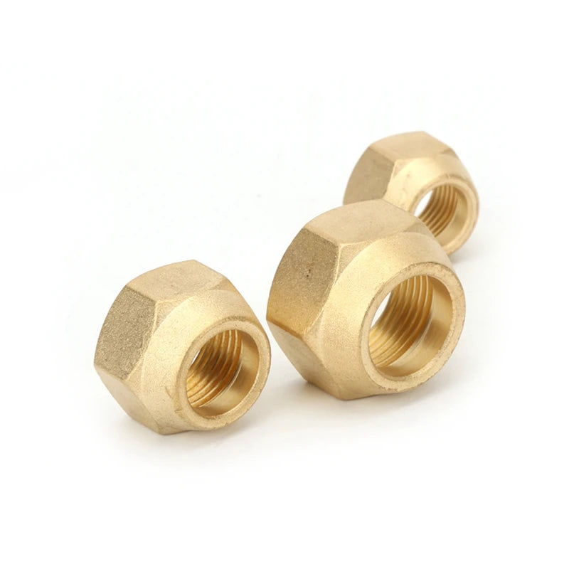 Brass Air Conditioner Nut Forged SAE 1/4 3/8 1/2 3/4 fit UNF Metric Female Thread Flare Connecting Pipe Fitting Adapter
