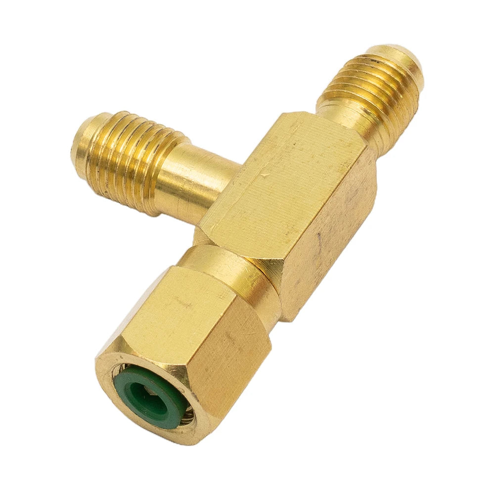 1pc T Type Adapter Tee Adapter 1/4X1/4X1/4" SAE Flare Add Gauge Deep Vacuum Pump/Manifold Set Solid Brass Tee Adapter