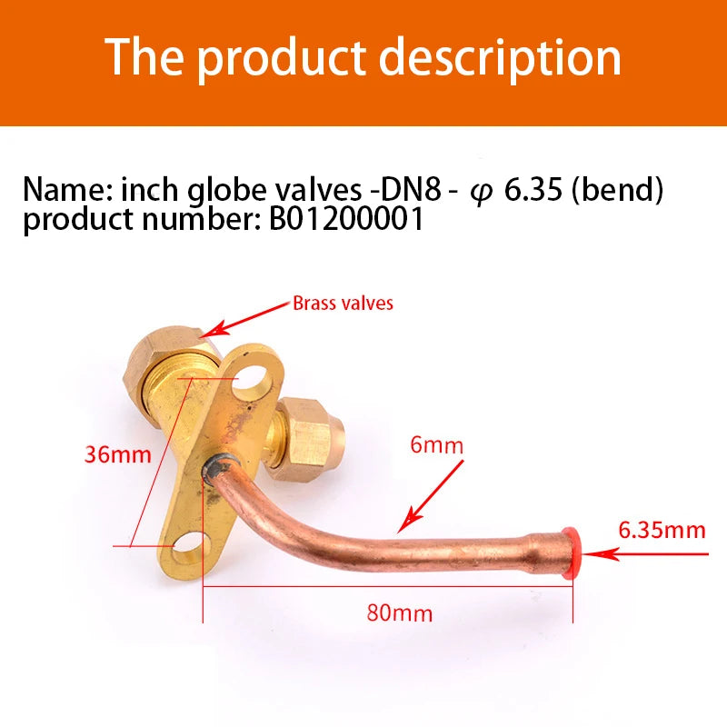 Air Conditioner Outer Box Stop Three-way Valve High And Low Voltage Multiple Common Parts Brass Copper Straight Pipe Bend