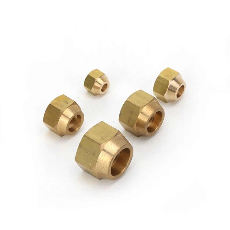 Brass Air Conditioner Nut Forged SAE 1/4 3/8 1/2 3/4 fit UNF Metric Female Thread Flare Connecting Pipe Fitting Adapter