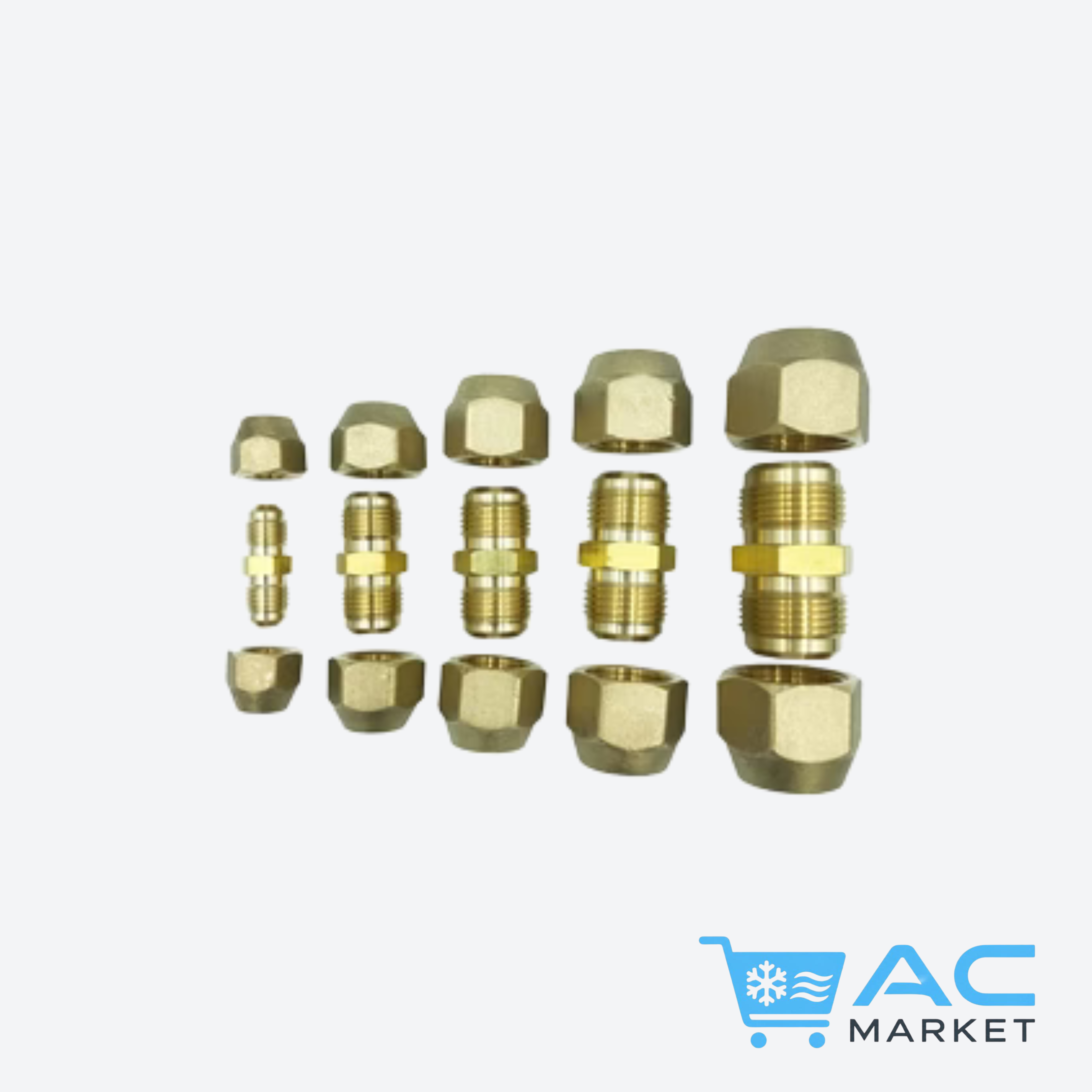 Brass Air Conditioner Coupling Forged UNF Thread Male to Male with Nut Straight Flare Connecting Pipe Fitting Adapter