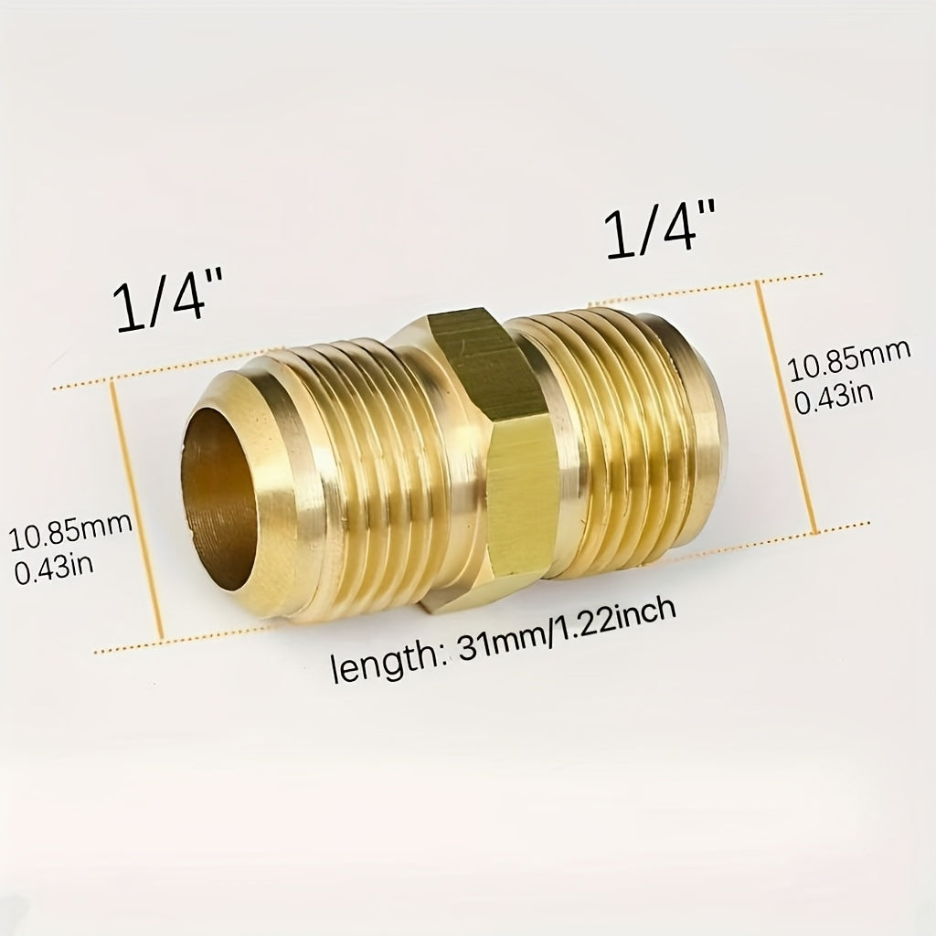 2 Copper Air Conditioner Copper Tube Adapters - 1/4" &amp; 3/8" Male/Female Spark Thread Quick Couplers, Leak-Proof Double Head Fittings for Air Conditioning &amp; Freeze Repair (US &amp; EU Standard Threads), Freeze Connection, Copper C