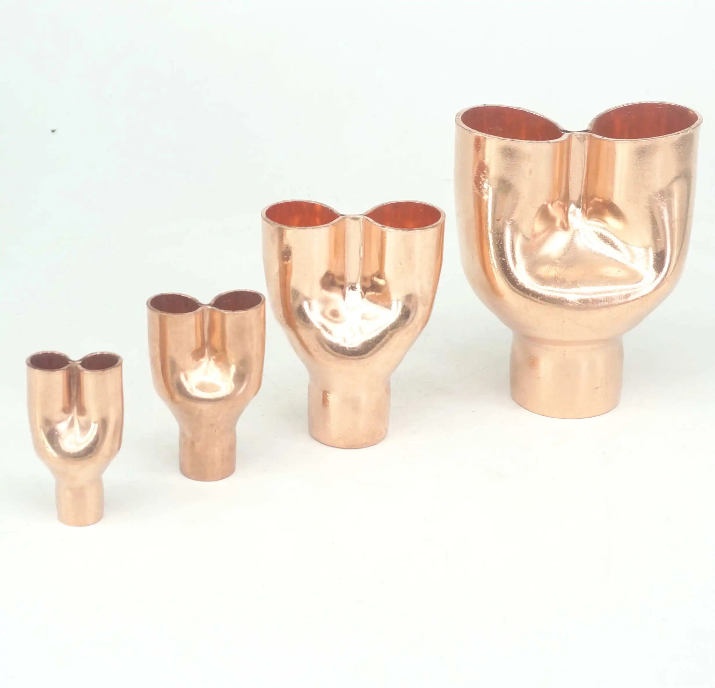 I/D 6.35mm 9.52mm 12.7mm 15mm 16mm 22mm 35mm 42mm 54mm Copper End Feed Cross 4 Ways Pipe Adapter Air Conditioning Refrigeration