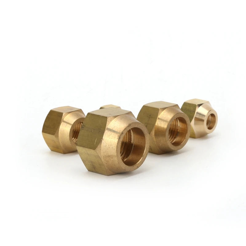 Brass Air Conditioner Nut Forged SAE 1/4 3/8 1/2 3/4 fit UNF Metric Female Thread Flare Connecting Pipe Fitting Adapter