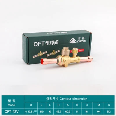 Hongsen QFT Air conditioning cold storage refrigerantion shut-off valve 6-54mm refrigerant ball valve