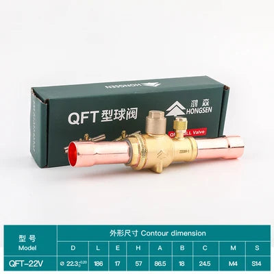 Hongsen QFT Air conditioning cold storage refrigerantion shut-off valve 6-54mm refrigerant ball valve