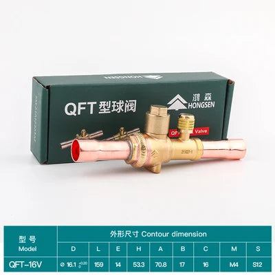 Hongsen QFT Air conditioning cold storage refrigerantion shut-off valve 6-54mm refrigerant ball valve