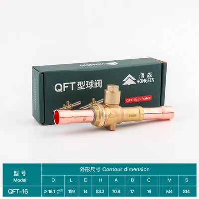 Hongsen QFT Air conditioning cold storage refrigerantion shut-off valve 6-54mm refrigerant ball valve