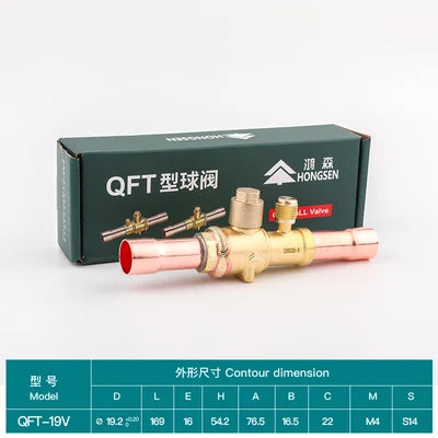 Hongsen QFT Air conditioning cold storage refrigerantion shut-off valve 6-54mm refrigerant ball valve