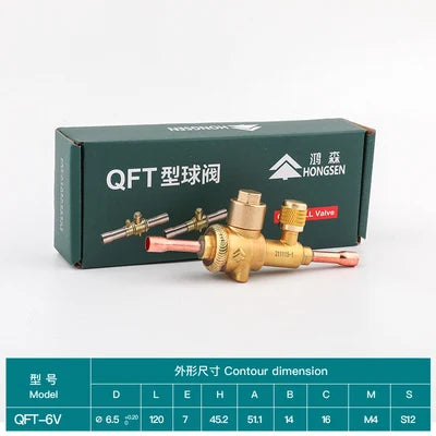 Hongsen QFT Air conditioning cold storage refrigerantion shut-off valve 6-54mm refrigerant ball valve