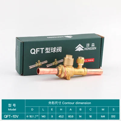 Hongsen QFT Air conditioning cold storage refrigerantion shut-off valve 6-54mm refrigerant ball valve