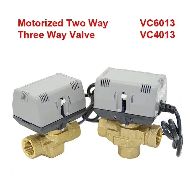 Two way/three-way brass globe valve 1/2" (DN15) 3/4" (DN20) 1" (DN25), AC220V, with VC6013/VC4013 fan coil electric actuator