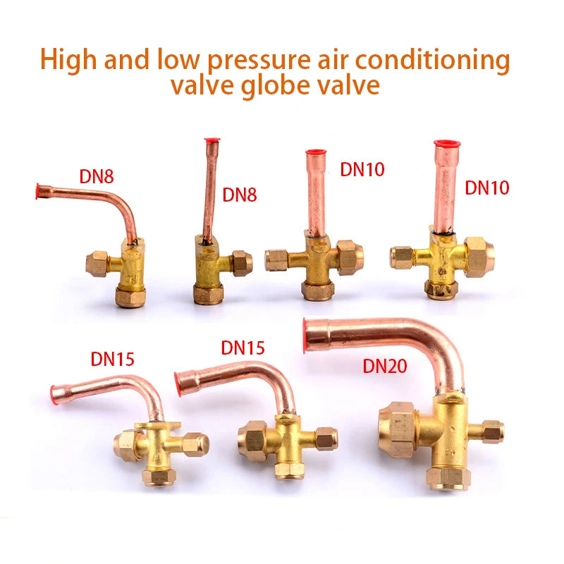 Air Conditioner Outer Box Stop Three-way Valve High And Low Voltage Multiple Common Parts Brass Copper Straight Pipe Bend