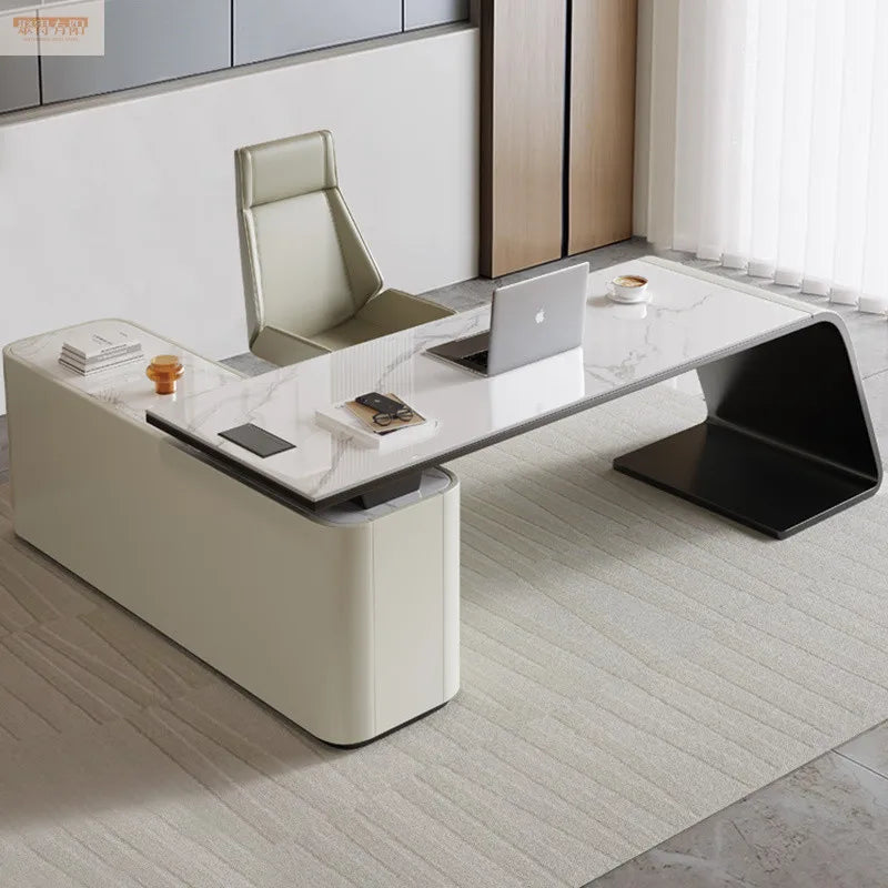 Italian high-end designer large long boss table corner solid wood light luxury minimalist desk living room desk computer table