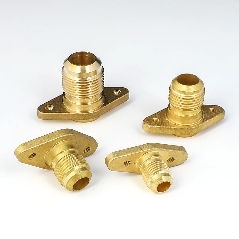 Brass Air Conditioner Forged SAE 1/4 1/2 fit UNF Thread Welding Flange Base Valve Seat Flare Connecting Pipe Fitting Adapeter