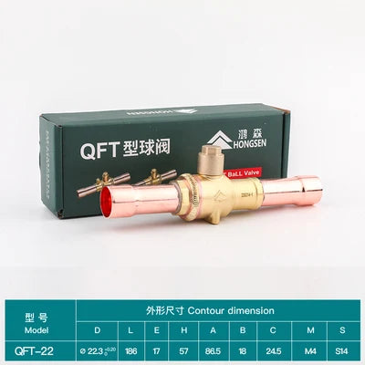 Hongsen QFT Air conditioning cold storage refrigerantion shut-off valve 6-54mm refrigerant ball valve