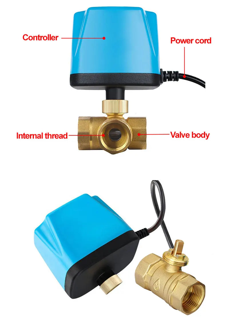 AC220V DC12V-24V Three-wire Two-control Solar Central Air Conditioning Fan Coil Electric Ball Valve
