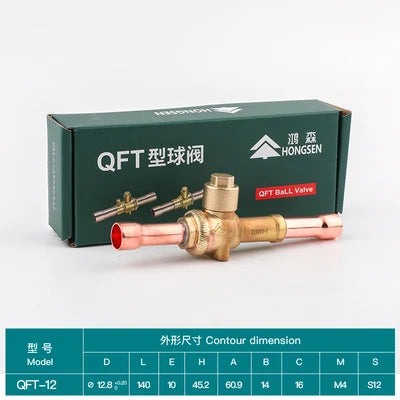 Hongsen QFT Air conditioning cold storage refrigerantion shut-off valve 6-54mm refrigerant ball valve