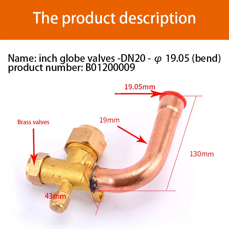 Air Conditioner Outer Box Stop Three-way Valve High And Low Voltage Multiple Common Parts Brass Copper Straight Pipe Bend