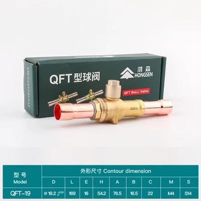 Hongsen QFT Air conditioning cold storage refrigerantion shut-off valve 6-54mm refrigerant ball valve