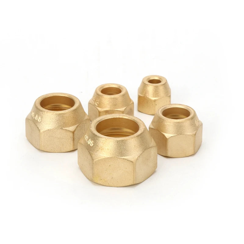 Brass Air Conditioner Nut Forged SAE 1/4 3/8 1/2 3/4 fit UNF Metric Female Thread Flare Connecting Pipe Fitting Adapter