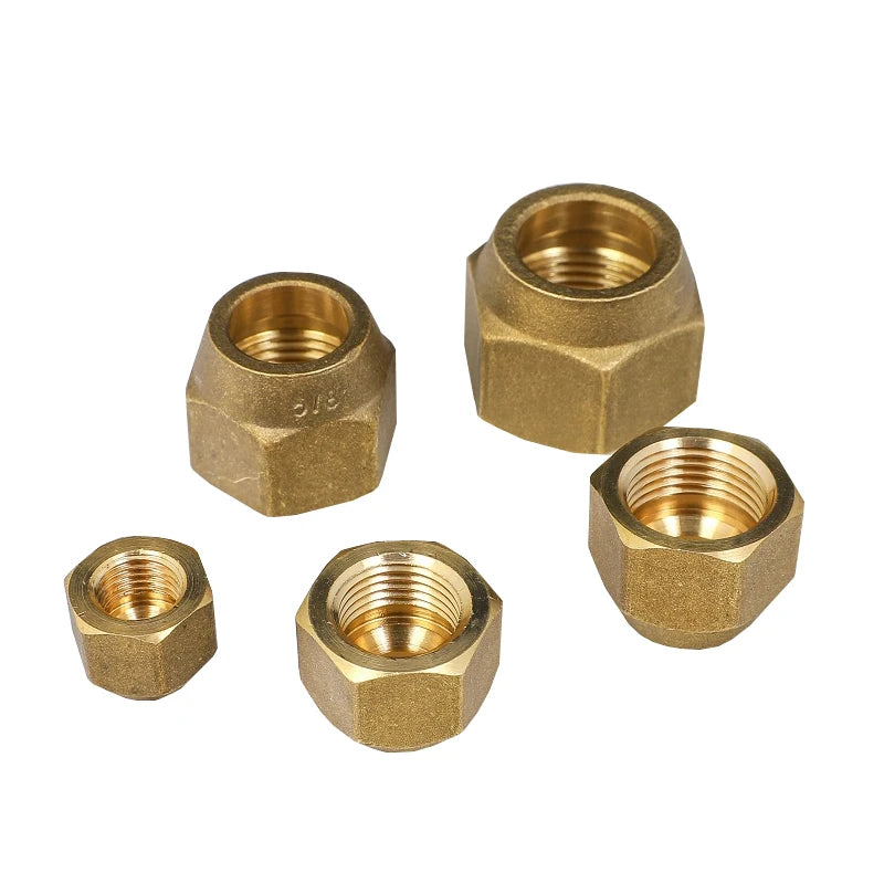 Brass Air Conditioner Nut Forged SAE 1/4 3/8 1/2 3/4 fit UNF Metric Female Thread Flare Connecting Pipe Fitting Adapter