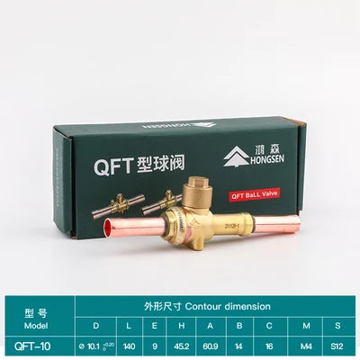 Hongsen QFT Air conditioning cold storage refrigerantion shut-off valve 6-54mm refrigerant ball valve